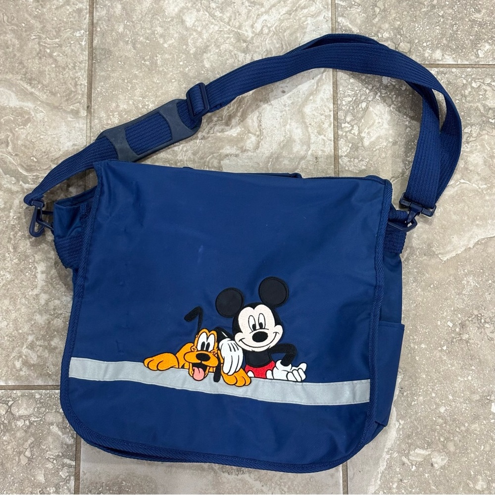 Disney Store Mickey‎ And Pluto Back Pack Shoulder Computer School Bag Embrodered